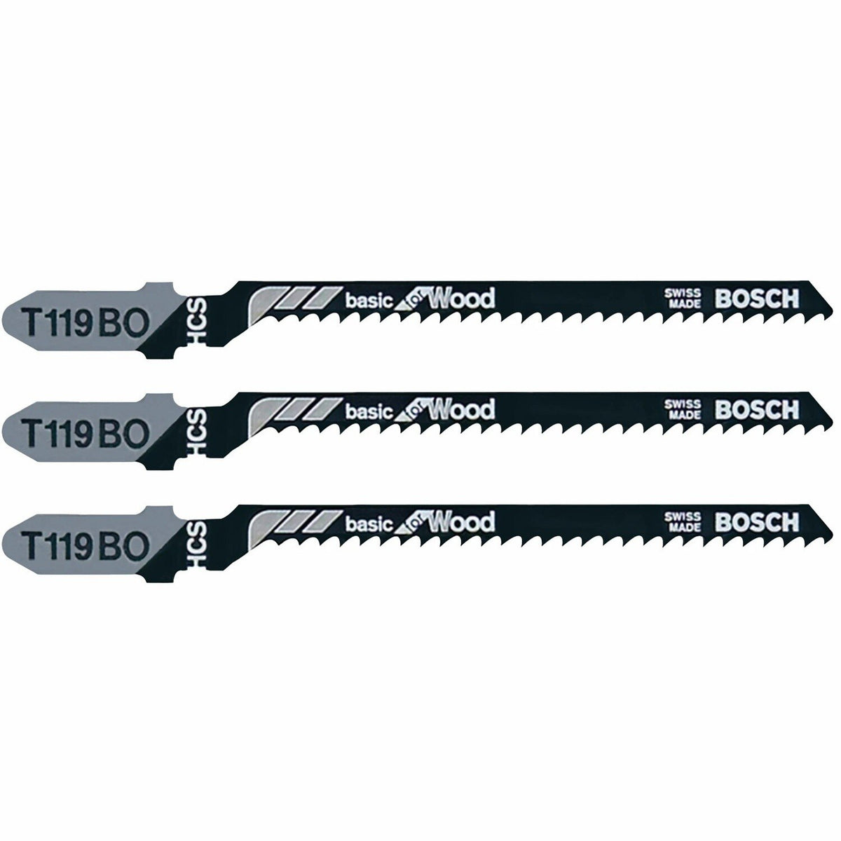 Bosch T119BO3 3-1/4" 12 TPI T-Shank Jig Saw Blades for Curved Wood Cutting (3 Pack)