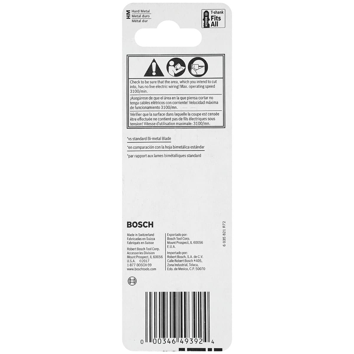 Bosch T128BHM3 3-Pc 3-5/8" 14 TPI Carbide-Strip T-Shank Jig Saw Blade - 2