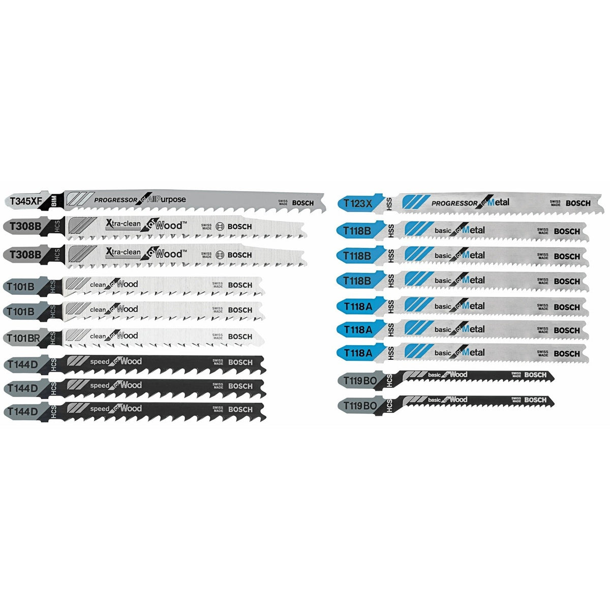 Bosch T18C T-Shank Jig Saw Blade Set for Wood and Metal Cutting (18 Pack) - 2