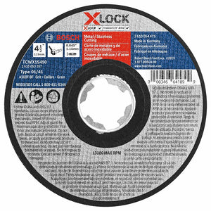 Bosch TCWX1S450 Thin Metal & SS Cutting T1 Heavy Duty 4-1/2 x .045", X-Lock, 25 Pack