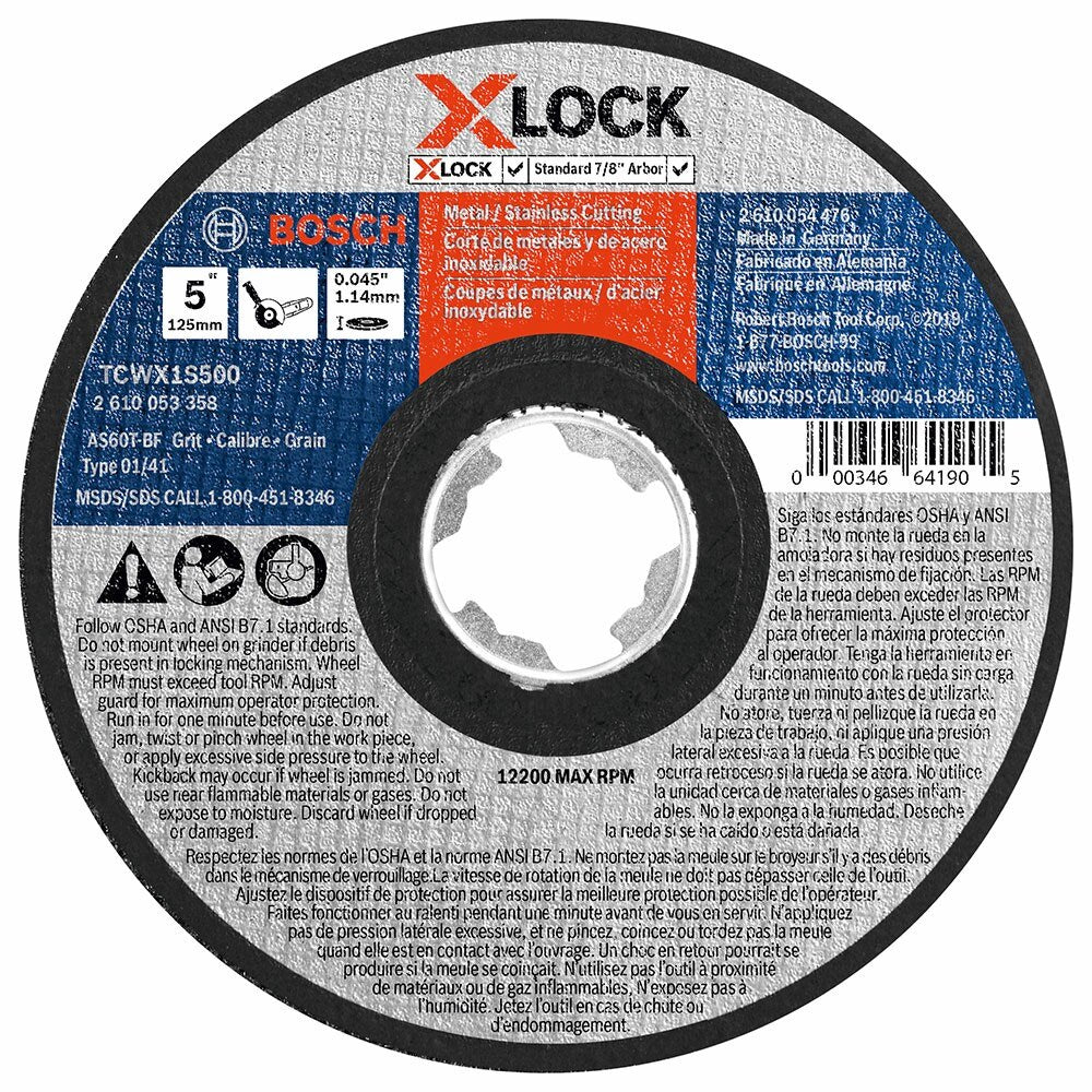 Bosch TCWX1S500 Thin Metal & SS Cutting T1 Heavy Duty 5" x .045", X-Lock, 25 Pack