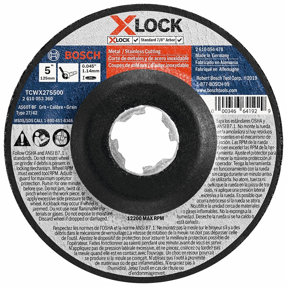 Bosch TCWX27S500 Thin Metal & SS Cutting T27 Heavy Duty 5" x .045", X-Lock, 25 Pack