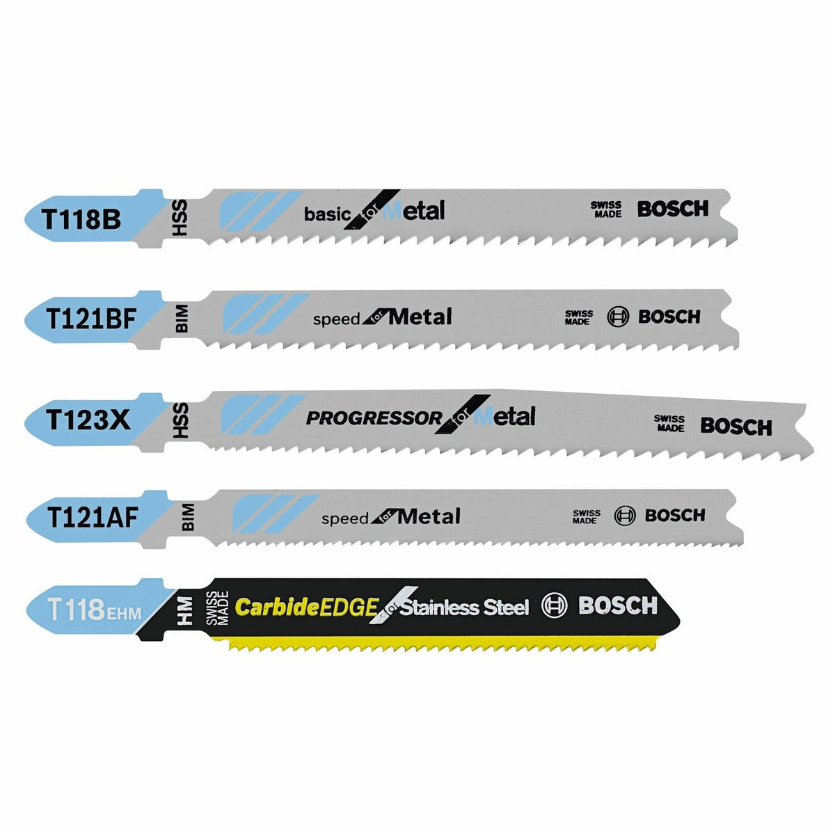 Bosch TPM005 T-Shank Jig Saw Blade Set 3" to 4" for Metal and Stainless Steel (5 Pack)