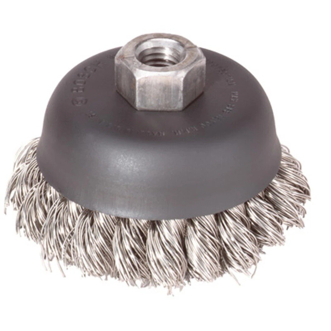 Bosch WB504 3" Stainless Steel Knotted Wire Single Row Cup Brush with 5/8"-11 Arbor