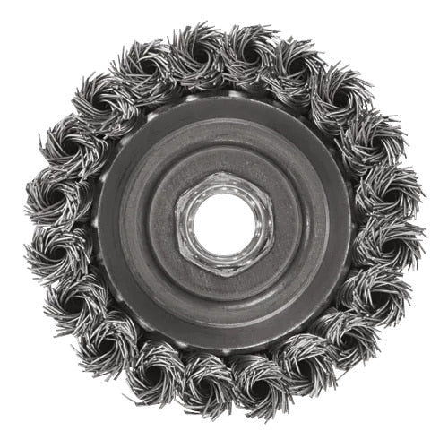 Bosch WB510 4" Carbon Steel Knotted Wire Cup Brush with 5/8"-11 Arbor