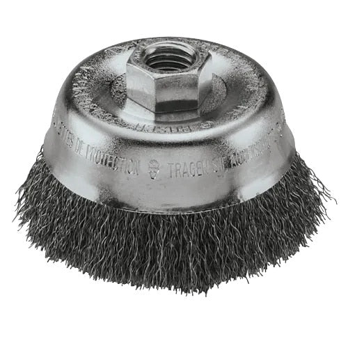 Bosch WB524 3" Carbon Steel Crimped Wire Cup Brush for Deburring and Corrosion Removal