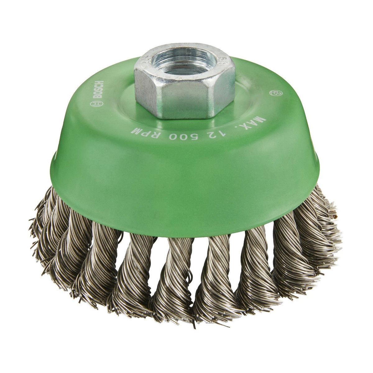 Bosch WBS504 3-1/2" Knotted Stainless Steel Wire Cup Brush for Small Angle Grinders