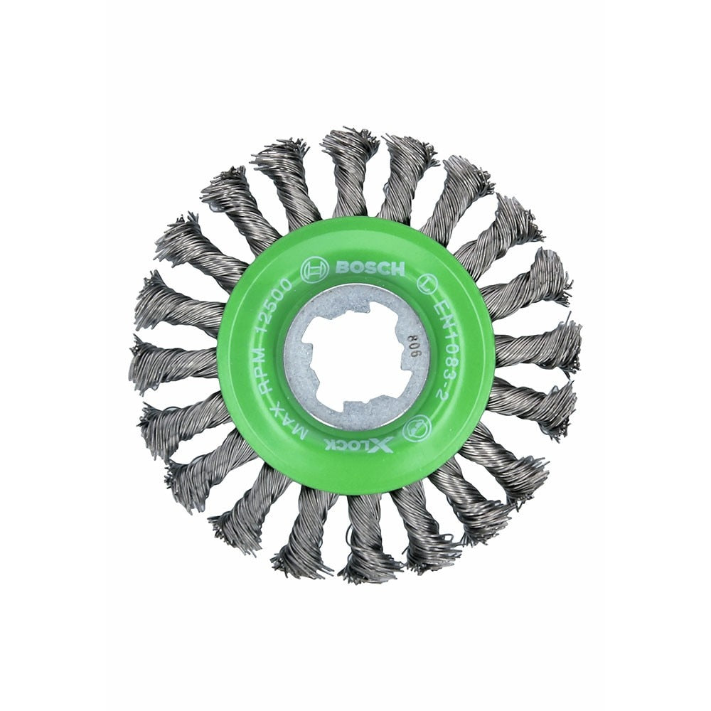 Bosch WBX429 4-1/2" Wire Wheel, Full Cable Knotted, Stainless Steel, X-Lock, 5 Pack