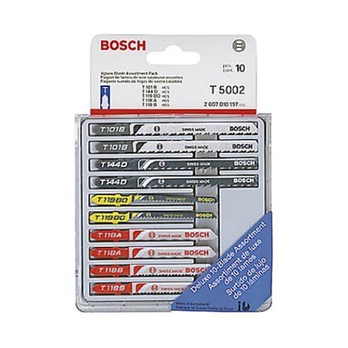Bosch T5002 T Shank Jig Saw Blade Set for Wood and Metal with Storage Case (10 Piece)