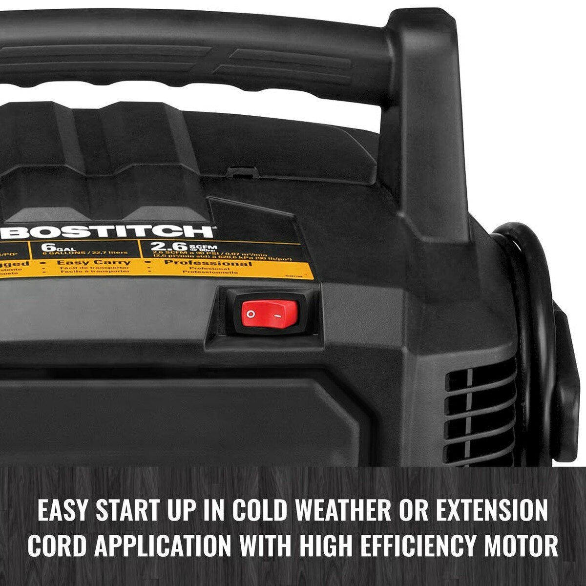Bostitch BXCM02012 6 Gal Pancake Portable Air Compressor Oil-Free 150 PSI 1.1 HP - 7