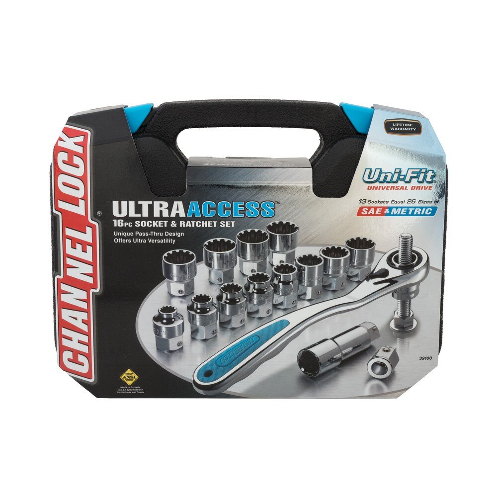 Channellock 39100 16pc Ultra Acress Socket Set, Uni-fit, Pass-Thru - 3