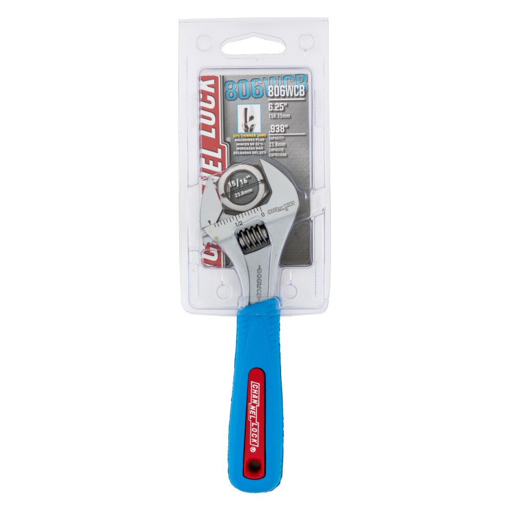Channellock 806WCB 6" Adj Wrench, Wide, Chrome, Code Blue - 2
