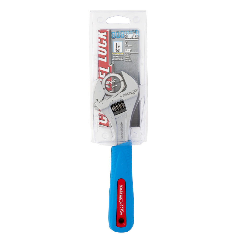 Channellock 808WCB 8" Adj Wrench, Wide, Chrome, Code Blue - 2
