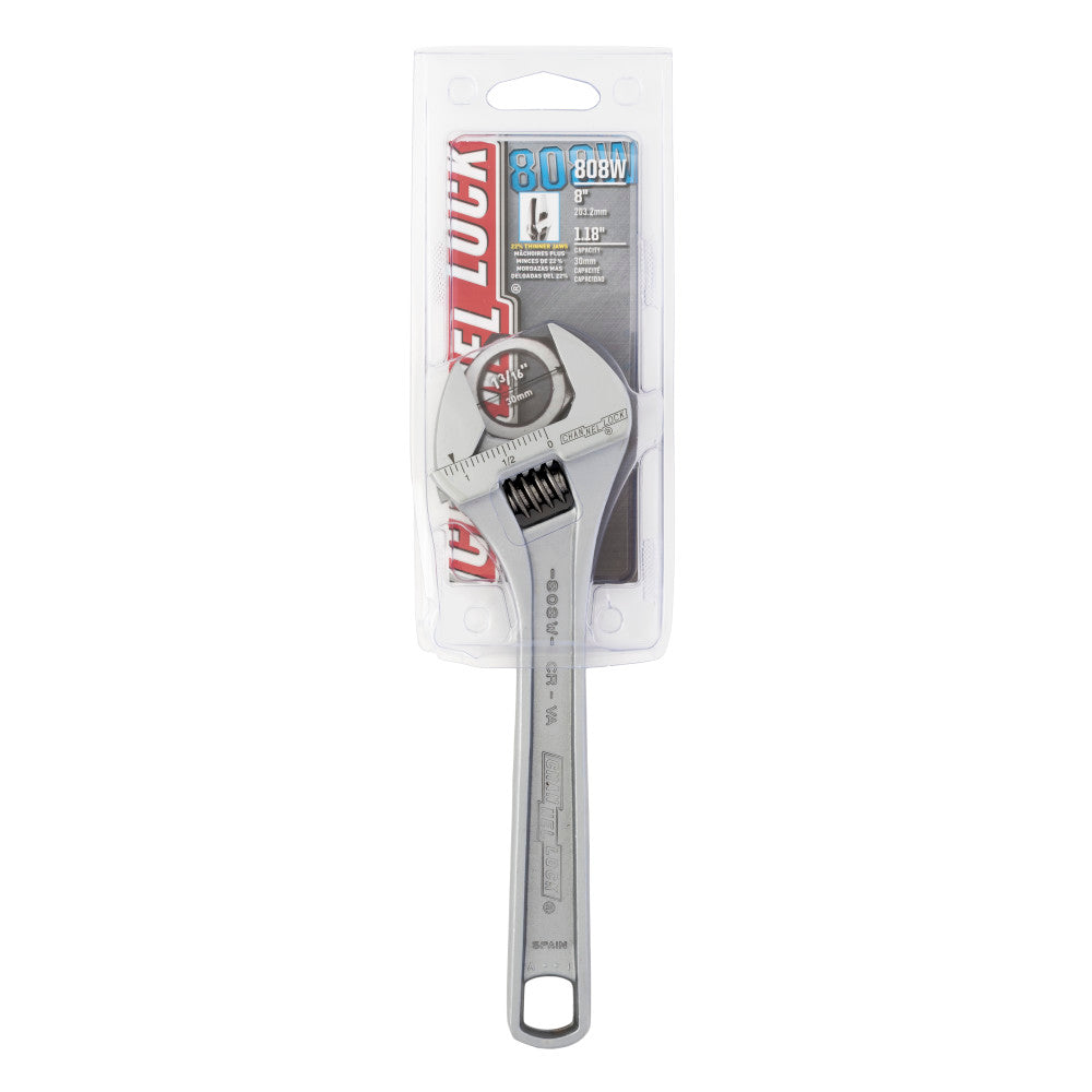 Channellock 808W 8" Adj Wrench, Wide, Chrome - 3