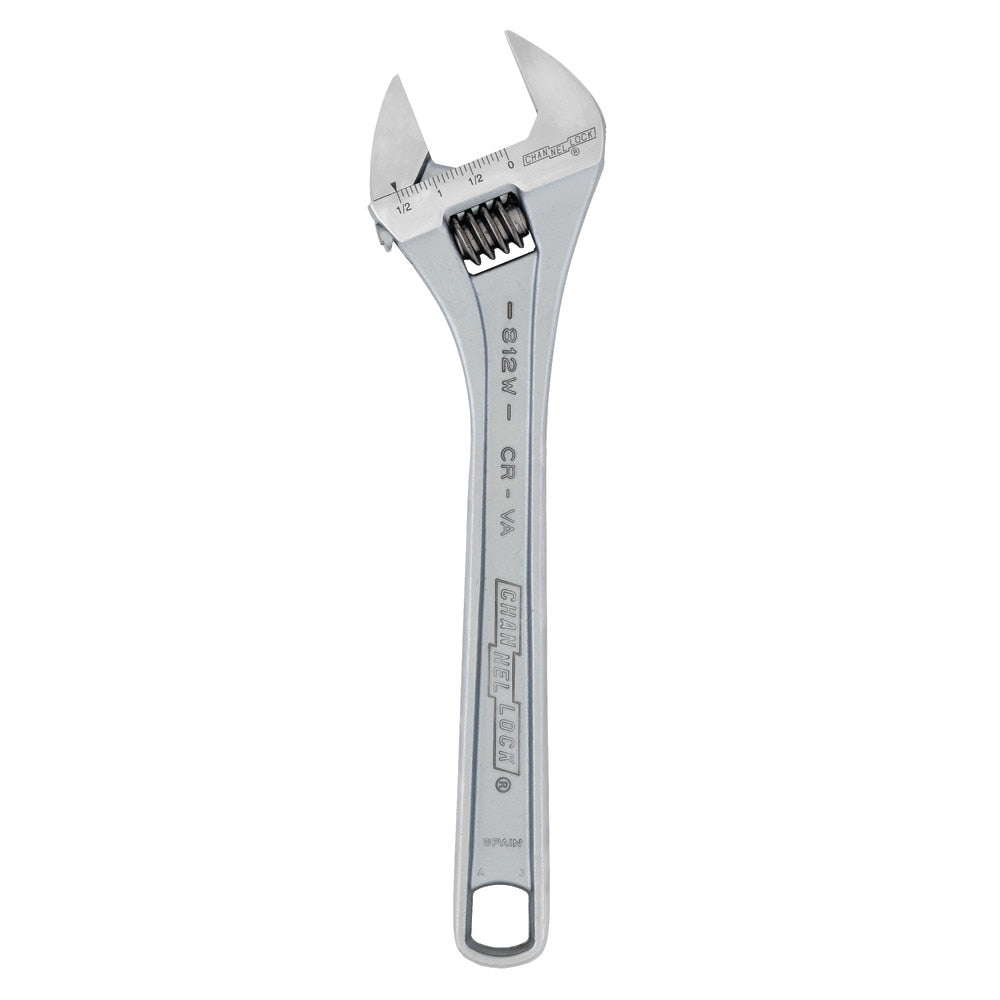 Channellock 812W 12" Adj Wrench, Wide, Chrome