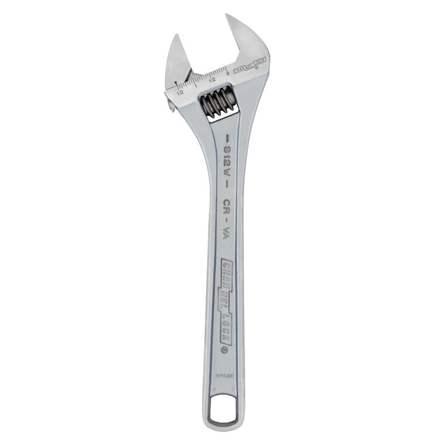 Channellock 812W 12" Adj Wrench, Wide, Chrome