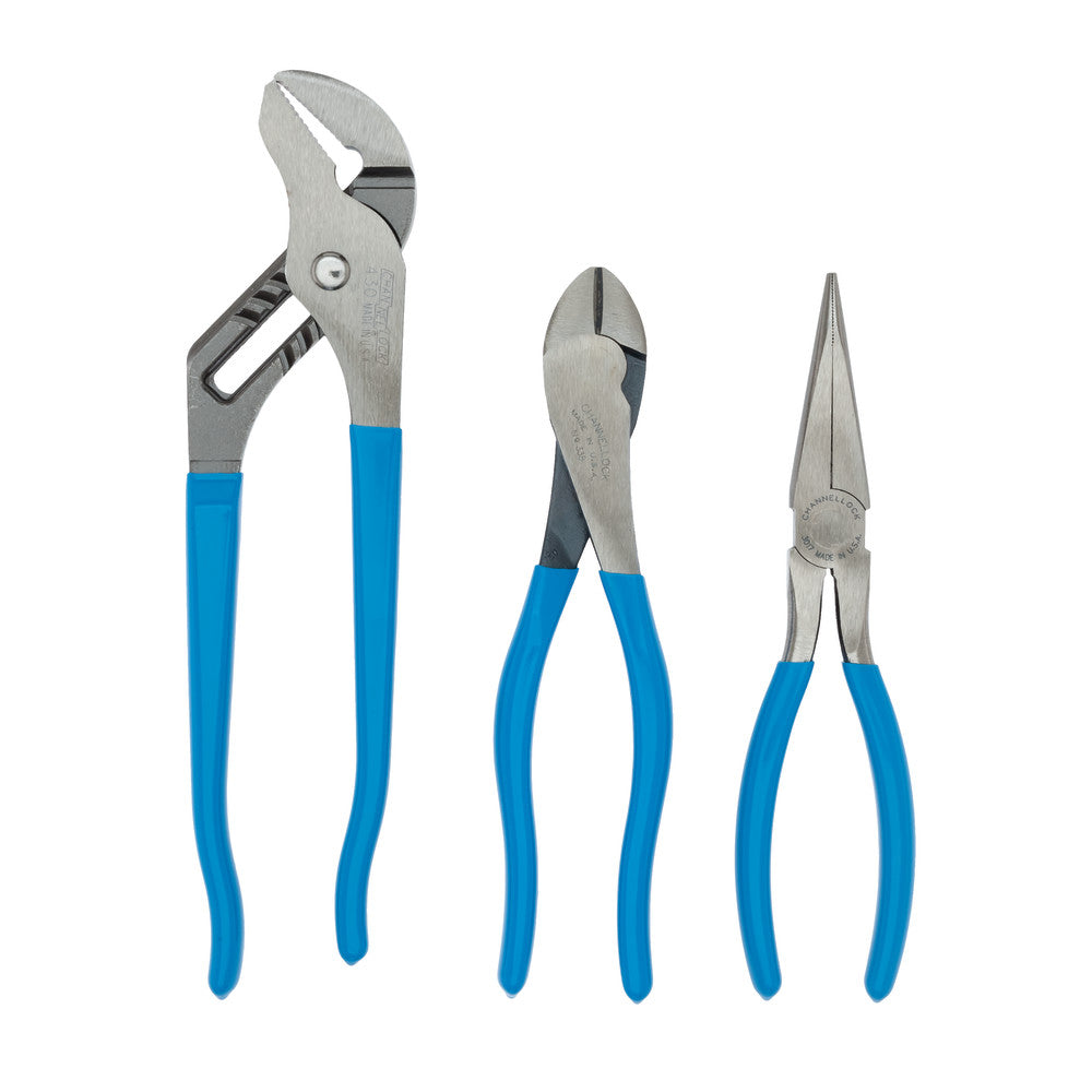 Channellock GB-3 3pc Plier Set, Long Nose, Cutter, T&G