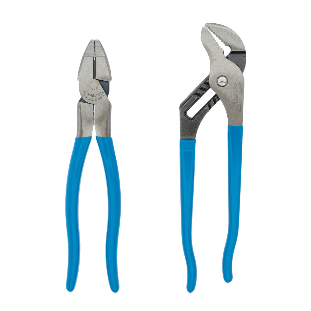 Channellock GS-10 2pc Plier Set, 9.5" Linemens, 10" T&G