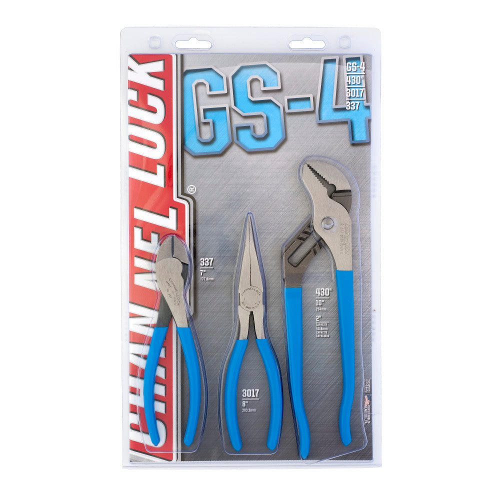 Channellock GS-4 3pc Plier Set, T&G, Long Nose, Cutter - 2