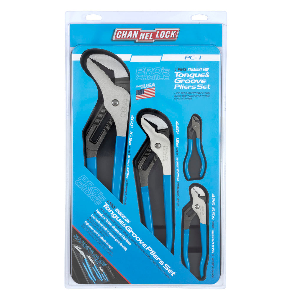 Channellock PC-1 4pc Pro's Choice Set, 4.5",6.5",12",16.5" T&G - 3