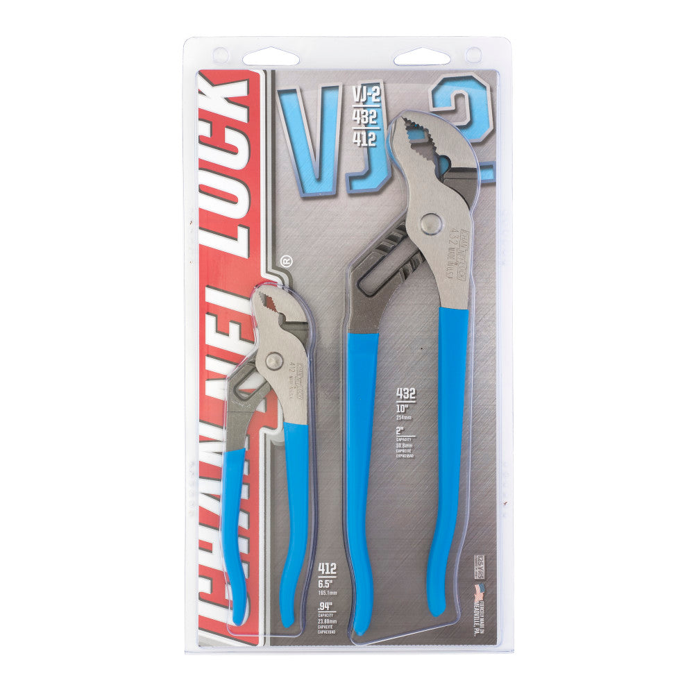 Channellock VJ-2 V Jaw Tongue & Groove Set, 6.5", 10" - 2
