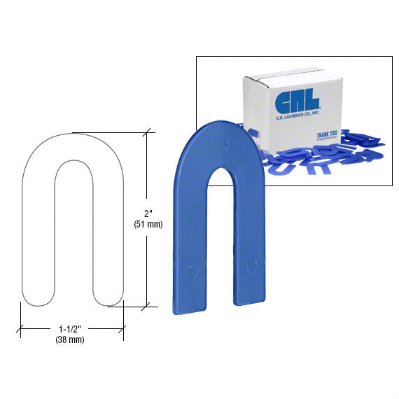 CR Laurence PHS6 1/16" x 2" Plastic Horseshoe Shim, Blue