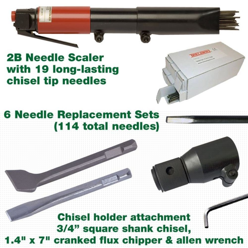 Trelawny CS Unitec 121.2099 2B Needle Scaler |Inline Grip | 19 Needle | Professional Grade | Air Power - 2