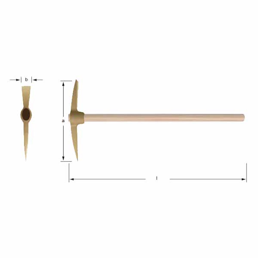 Carltsoe Safety CS Unitec Ex1008-560A Aluminum Bronze Non-Sparking, Low-Magnetism, Corrosion Resistant 22-3/8" Railroad/Clay Pick (1008U-560A) - 2