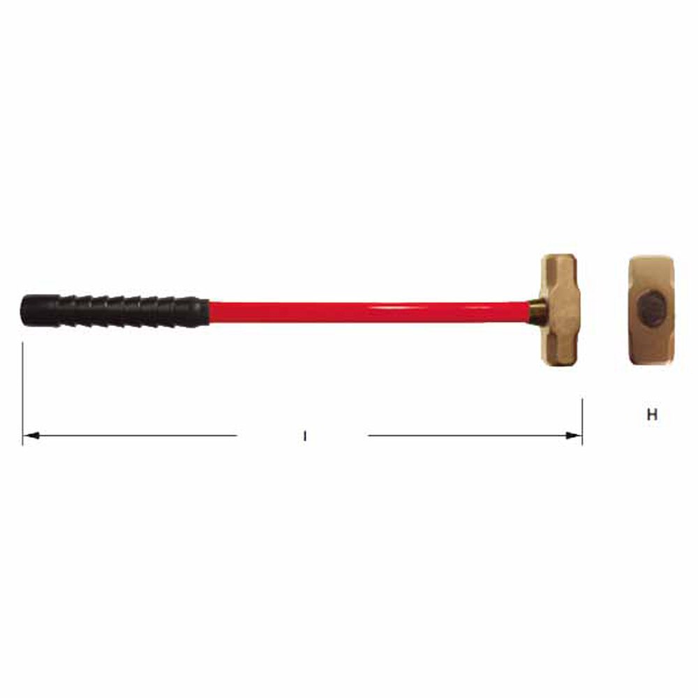 Carltsoe Safety CS Unitec Ex104U-0400A Aluminum Bronze Non-Sparking, Low-Magnetism, Corrosion Resistant Sledge Hammer 4 Lbs (1.81 Kg) (104UU-0400A) - 2