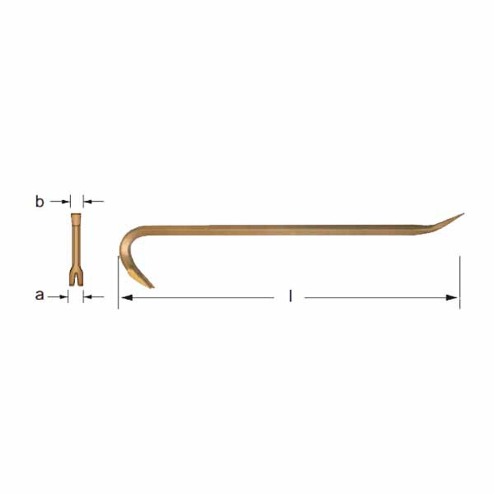 Carltsoe Safety CS Unitec Ex1303-760A Aluminum Bronze Non-Sparking, Low-Magnetism, Corrosion Resistant Crow Bar 1-1/8" (28 mm) (1303U-760A) - 2