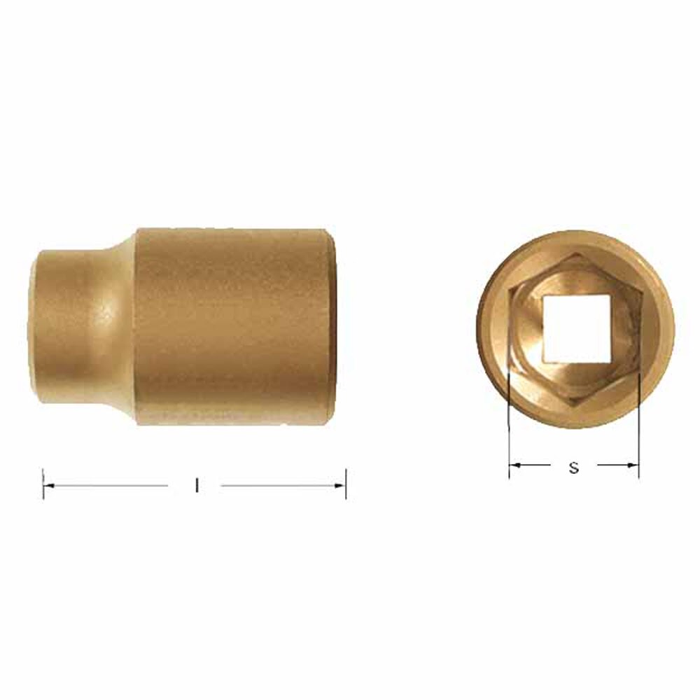 Carltsoe Safety CS Unitec Ex1503D-005UB Copper Beryllium Non-Sparking, Non-Magnetic, Corrosion Resistant Regular Socket 1-1/16"x 1" Drive x 2-3/4" Depth (1503DU-005UB) - 2