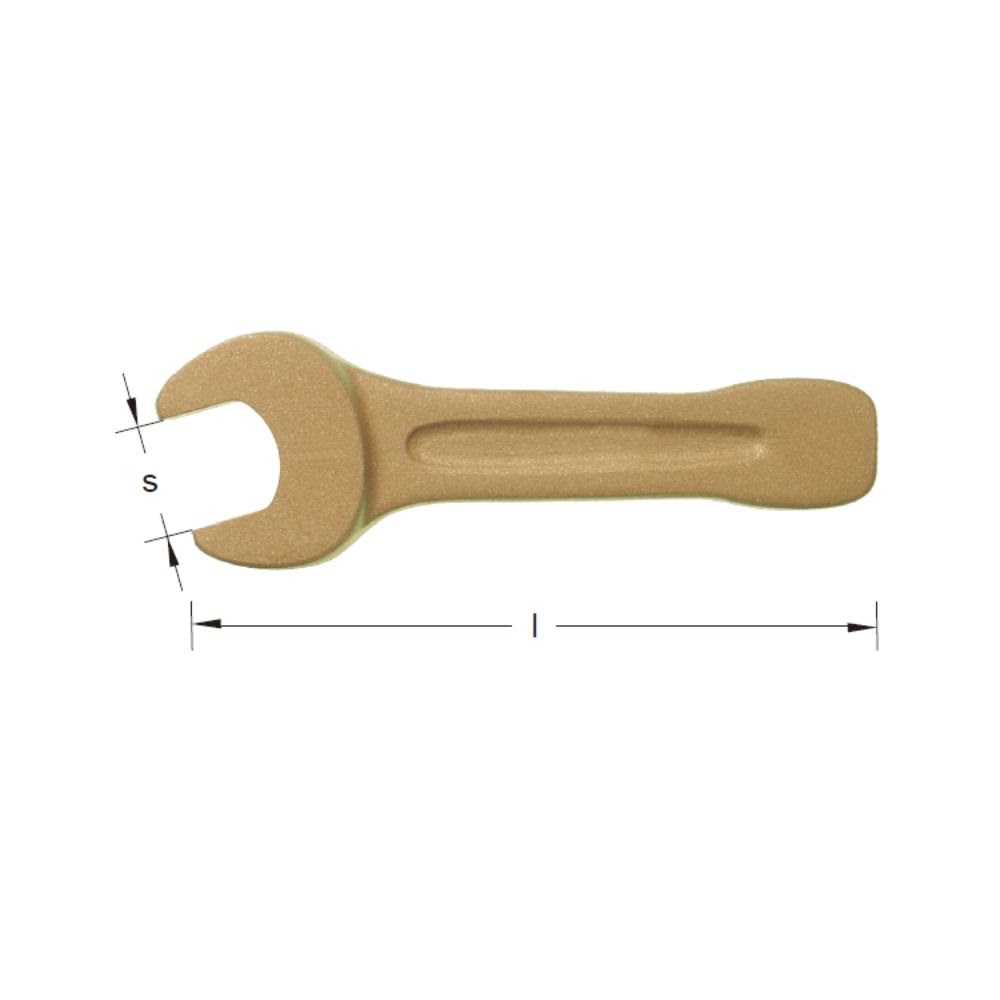 Carltsoe Safety CS Unitec Ex200-22A Aluminum Bronze Non-Sparking, Low-Magnetism, Corrosion Resistant Striking Wrench, Open End 22 mm (200U-22A) - 2
