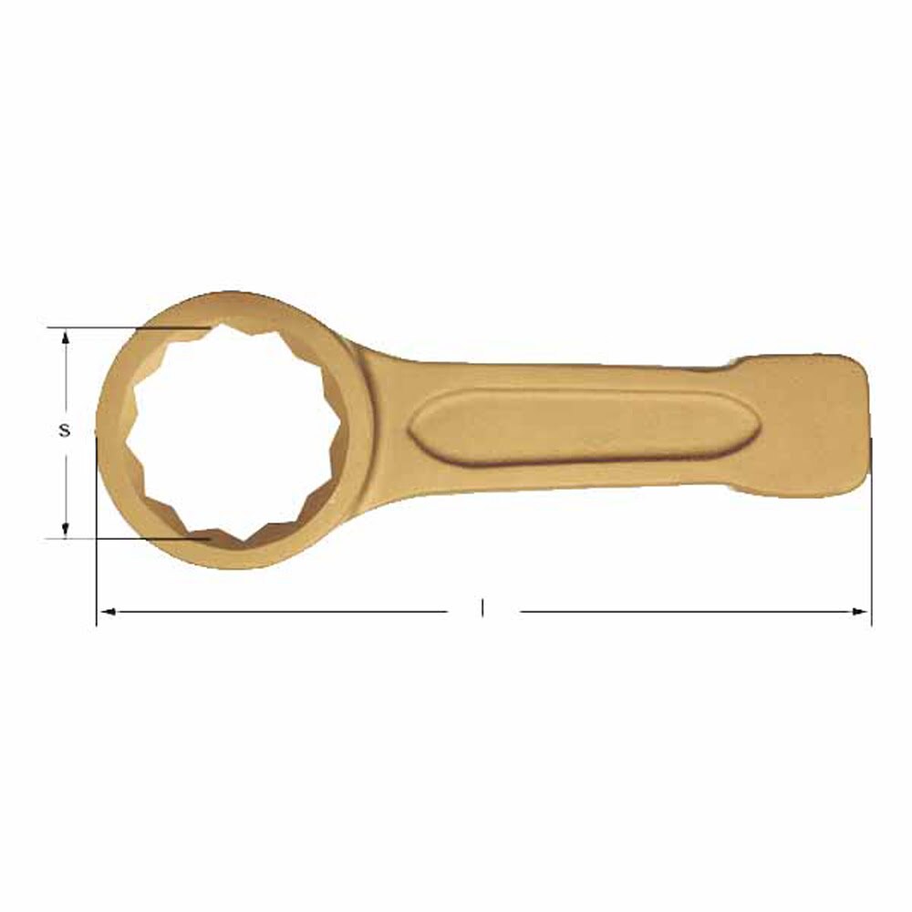 Carltsoe Safety CS Unitec Ex201B-140UA Aluminum Bronze Non-Sparking, Low-Magnetism, Corrosion Resistant Striking Box Wrench, 12-Point 2-9/16" (201BU-140UA) - 2
