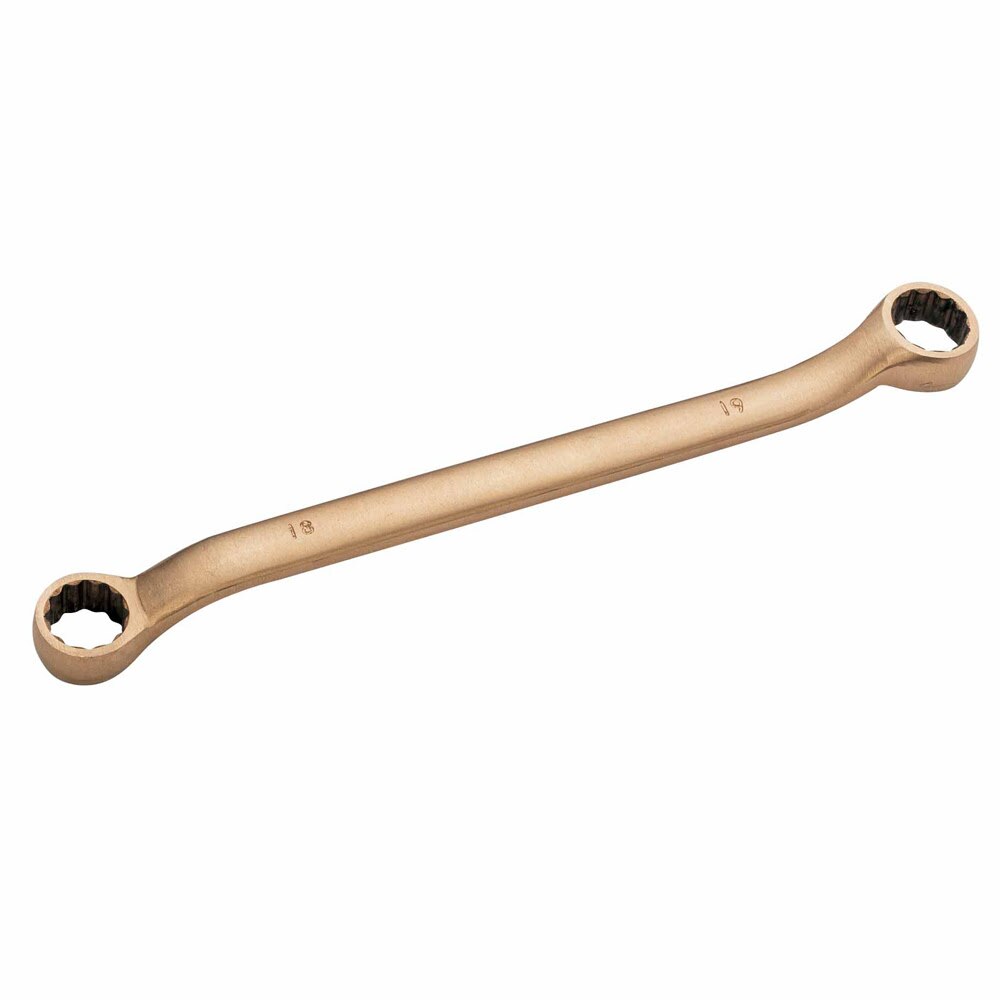 Carltsoe Safety CS Unitec Ex202F-180UA Aluminum Bronze Non-Sparking, Low-Magnetism, Corrosion Resistant 12 Point Offset Double Box End Wrench 1-1/4" x 1-5/16" (202FU-180UA)