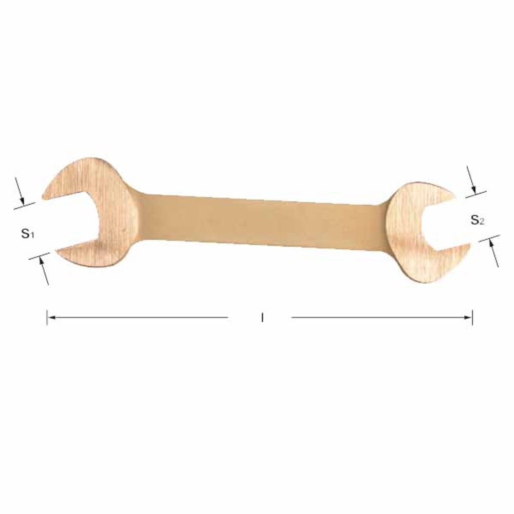 Carltsoe Safety CS Unitec Ex203-095UA Aluminum Bronze Non-Sparking, Low-Magnetism, Corrosion Resistant Double Open End Wrench 11/16" x 3/4" (203U-095UA) - 2