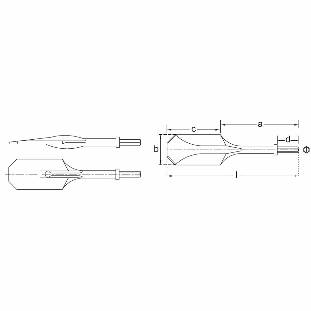 Carltsoe Safety CS Unitec Ex340-100A Aluminum Bronze Non-Sparking, Low-Magnetism, Corrosion Resistant Clay Spade Chisel, 7/8" Hex Shank (340U-100A) - 2