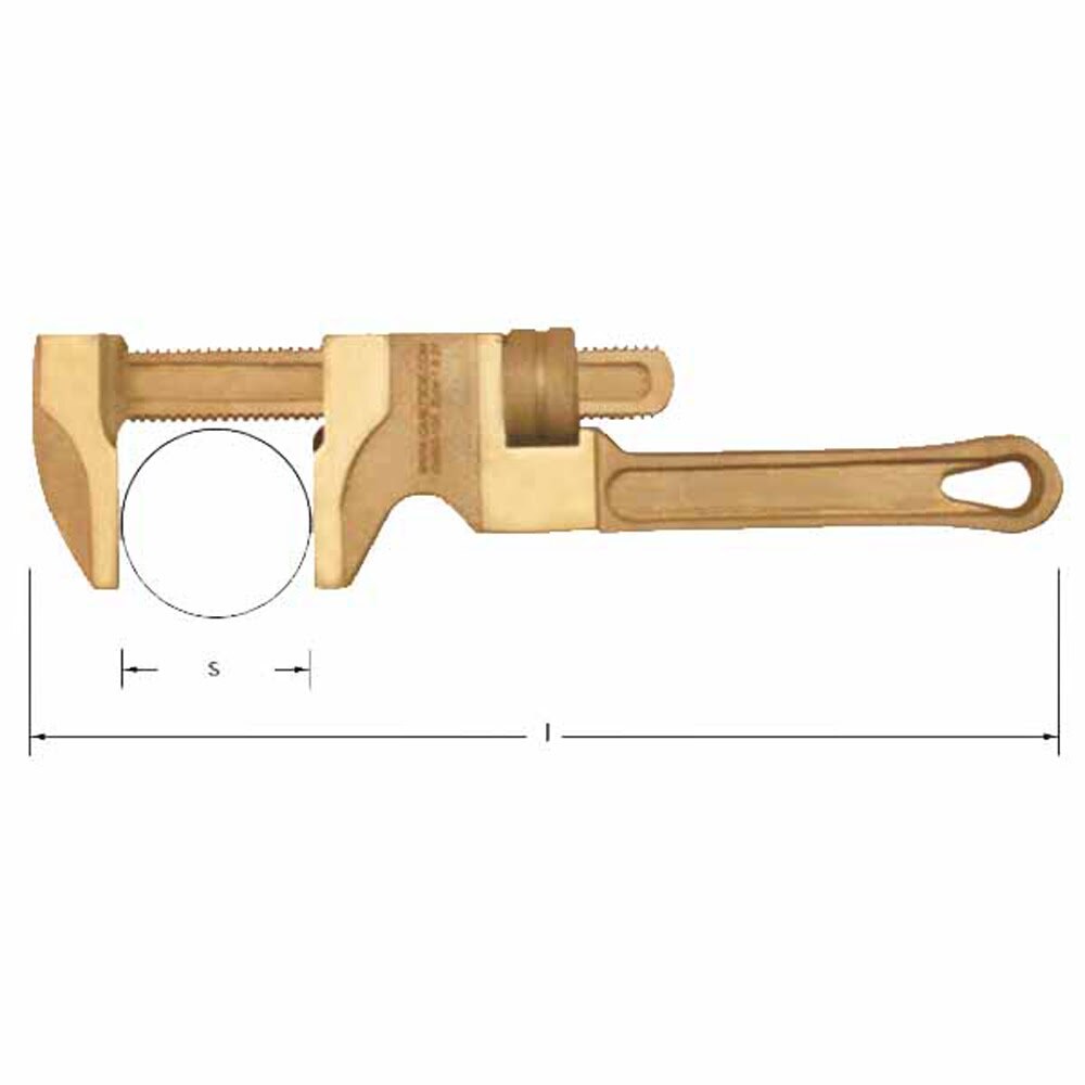 Carltsoe Safety CS Unitec Ex503-12A Aluminum Bronze Non-Sparking, Low-Magnetism, Corrosion Resistant Monkey Pipe Wrench 12" (305 mm) (503U-12A) - 2