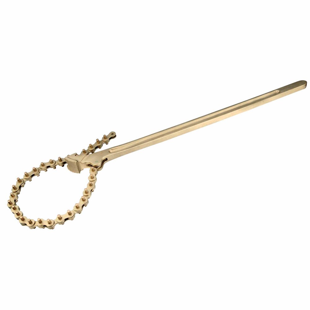 Carltsoe Safety CS Unitec Ex600-4A Aluminum Bronze Non-Sparking, Low-Magnetism, Corrosion Resistant Chain Pipe Wrench 4" MAX (600U-4A)
