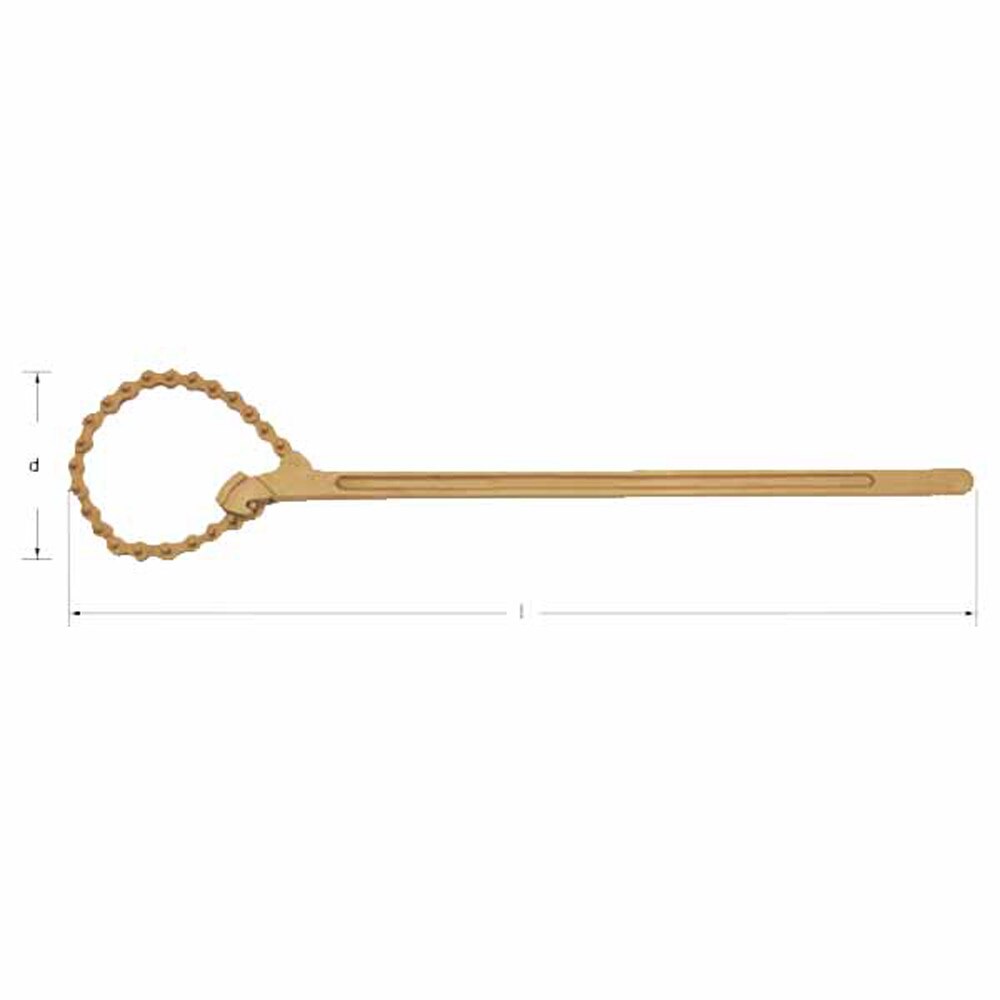 Carltsoe Safety CS Unitec Ex600-4A Aluminum Bronze Non-Sparking, Low-Magnetism, Corrosion Resistant Chain Pipe Wrench 4" MAX (600U-4A) - 2