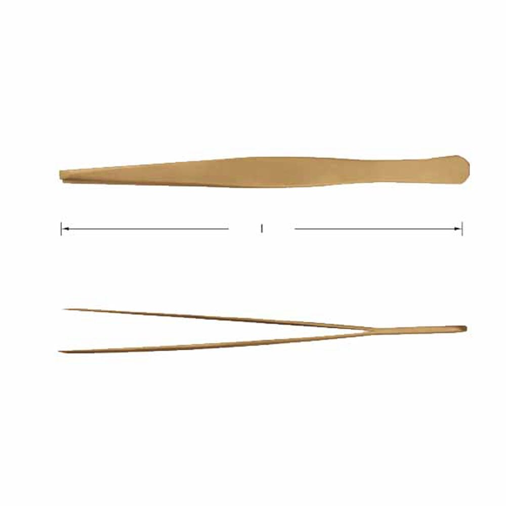 Carltsoe Safety CS Unitec Ex610-200B Copper Beryllium Non-Sparking, Non-Magnetic, Corrosion Resistant Flat-Point 8" Tweezer (610U-200B) - 2