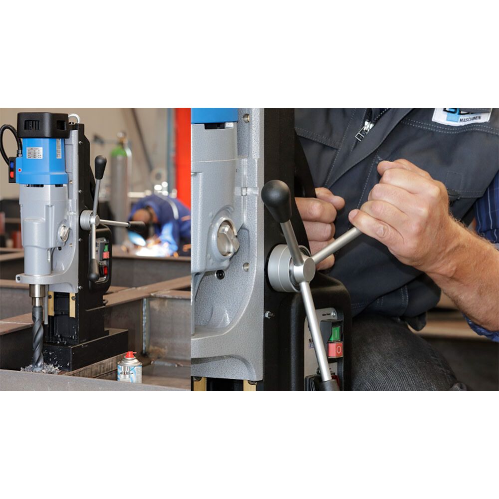 BDS CS Unitec MAB 1300 Magnetic Drill | 6" Dia. Capacity, 12" Stroke| Variable Speed through 4-Gears, Reversible Tap up to 1-5/8" Dia., Variable Torque, Reversible Motor, Power Assist - 7