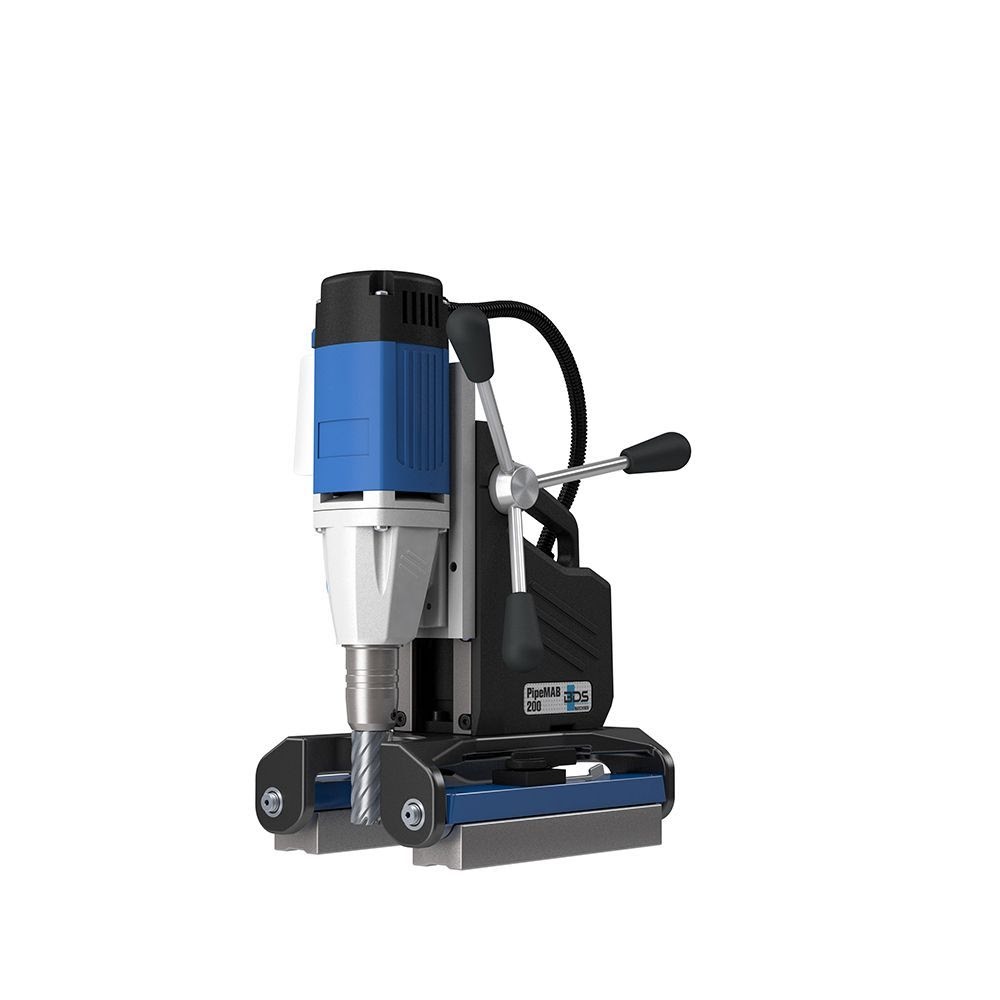 BDS CS Unitec PipeMAB 200 Magnetic Drill with Patented Pipe Saddle Base | 1-3/8" | Drill on Pipe, Curved & Flat Surfaces | Large Stroke