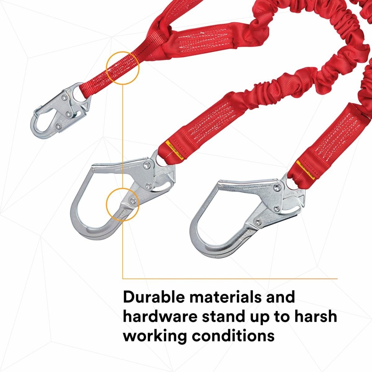 Capital Safety DBI SALA 1340161 6' PRO Stretch 100 Percent Tie Off Shock Absorbing Double Leg Lanyard - 4