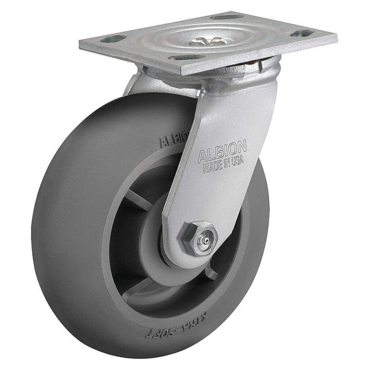 Caster I1418-6 6" x 2" Swivel Mold On Rubber Wheel Roller Bearing Top Plate Caster
