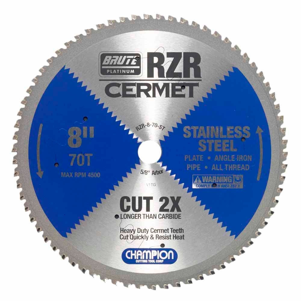 Champion Cutting Tool RZR-8-70-ST Metal Circular Saw Blade - 8" Dia, 70 Teeth - Stainless Steel Cutting