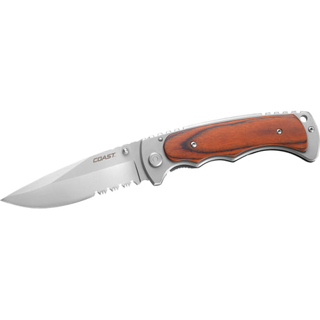 Coast 19689 FX412 4in slvr serrated frame lock folding knife