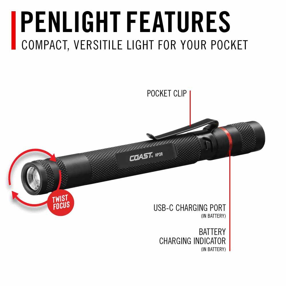 Coast 31105 Hp2R  Penlight  Rechargeable Plus  280 Lumens 67M 4H - 2