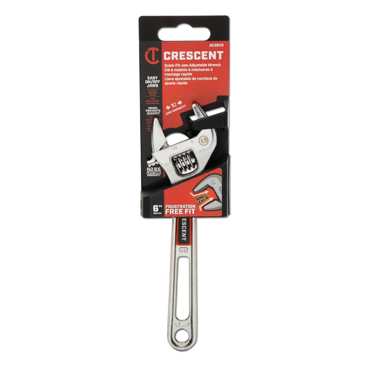 Crescent AC36VS 6" Chrome Quick Fit Jaw Adjustable Wrench 25 mm 1" Jaw Capacity - 6