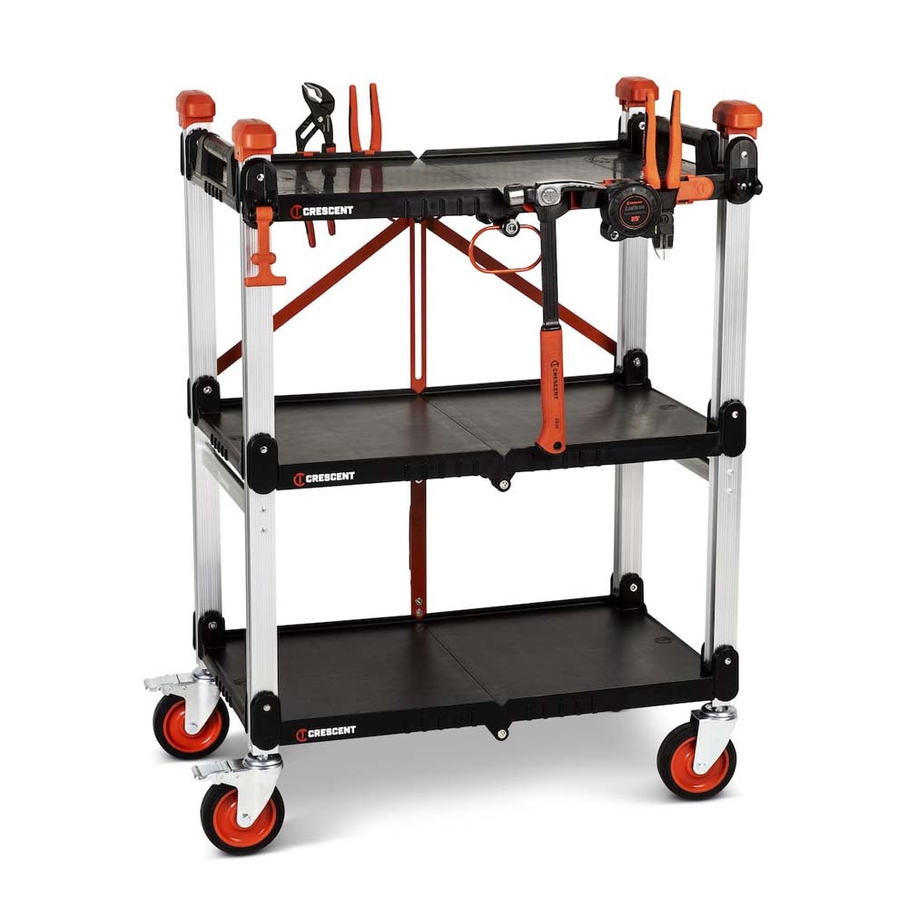 Crescent F3SCBL SITERUNNER 3 Shelf Folding Jobsite Cart