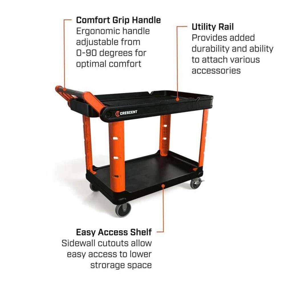 Crescent IUC2SCBM RAILWORKS 2 Shelf Industrial Utility Cart with 5" Hard Casters - 2